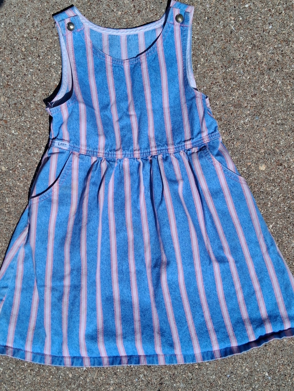 Vintage 80s 90s Rider Lee USA Union Made Striped Overall Dress 6X Pinafore